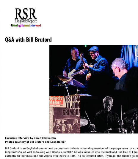 Screenshot of the RingSide Report Bill Bruford Q&A.