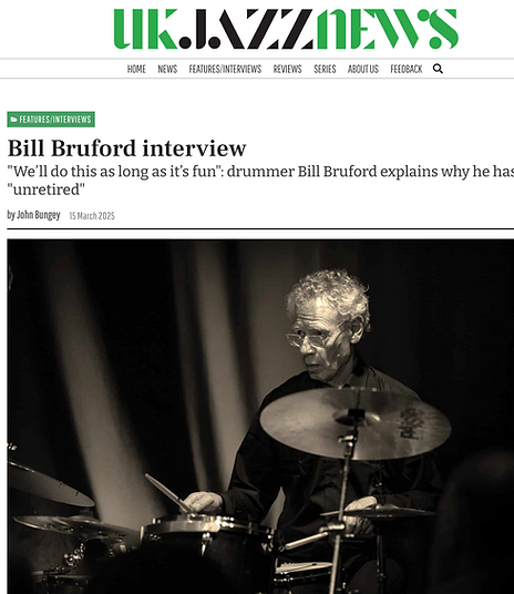 Screenshot of the UK Jazz News Bill Bruford interview.