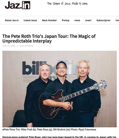 Screenshot of the Jaz.in Pete Roth Trio Japan tour feature.